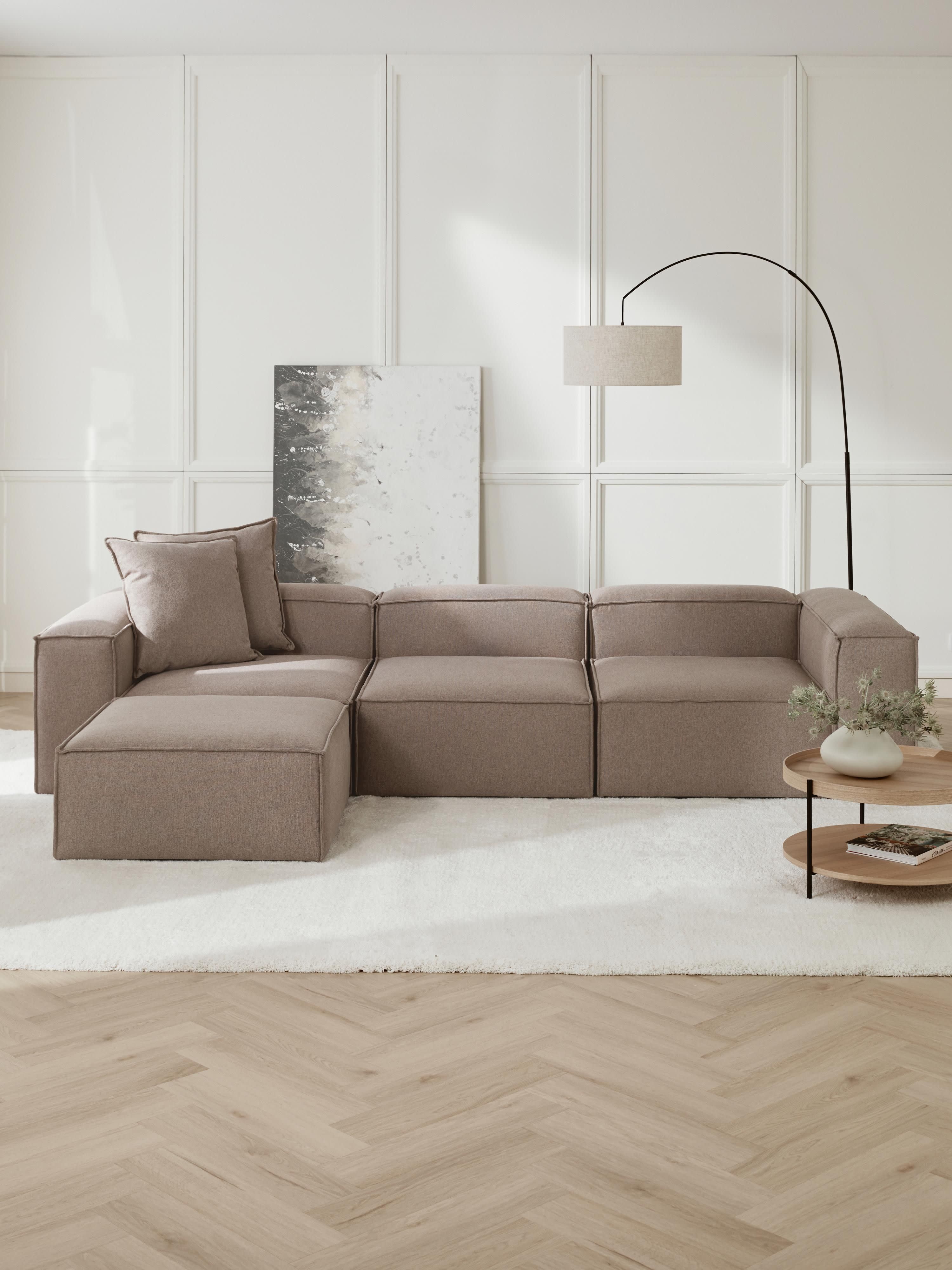 Modulaire bank Lennon (4-zits) met poef (links/rechts)
