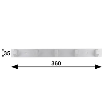 Kapstok 5 haken Kristel aluminium 360 mm