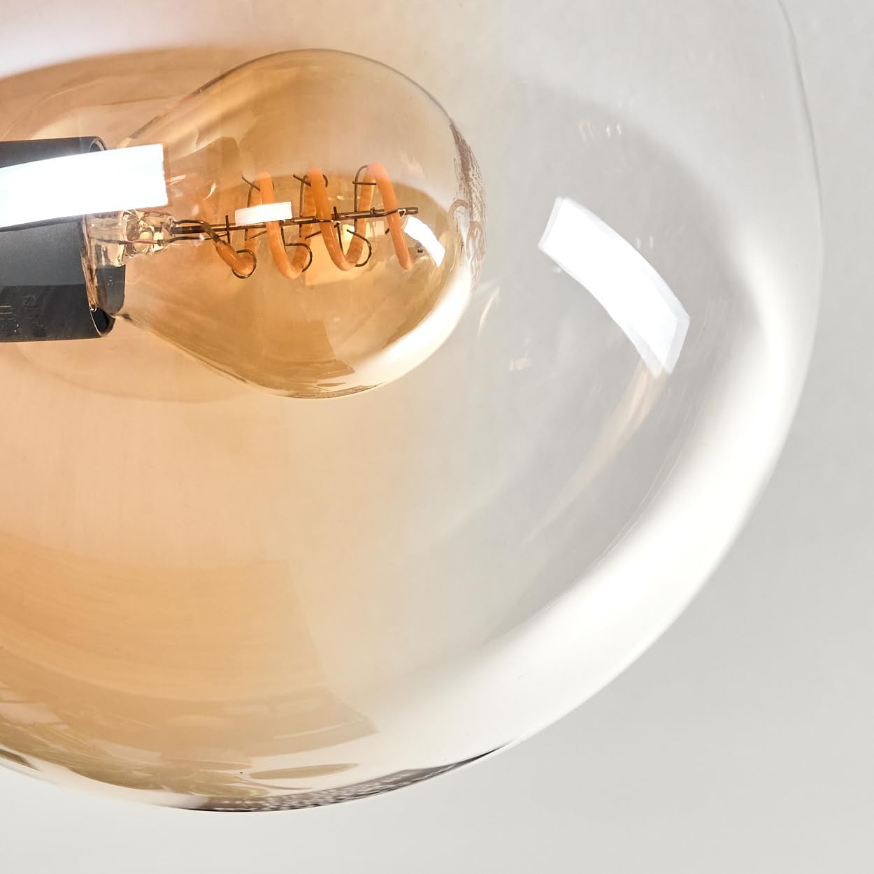 HOFSTEIN Deckenleuchte Gastor, 10-flammige Deckenlampe aus Metall/Glas in Schwarz/Bernstein/Klar, moderne Leuchte im Vintage-Design (Schirme Ø 15 cm), E14, Esszimmer, Wohnzimmer, Schlafzimmer, Küche