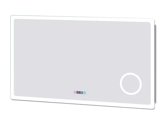 AICA Miroir de salle de bain anti-buée avec horloge, blanc froid chaud neutre tactile mural miroir 120x70cm