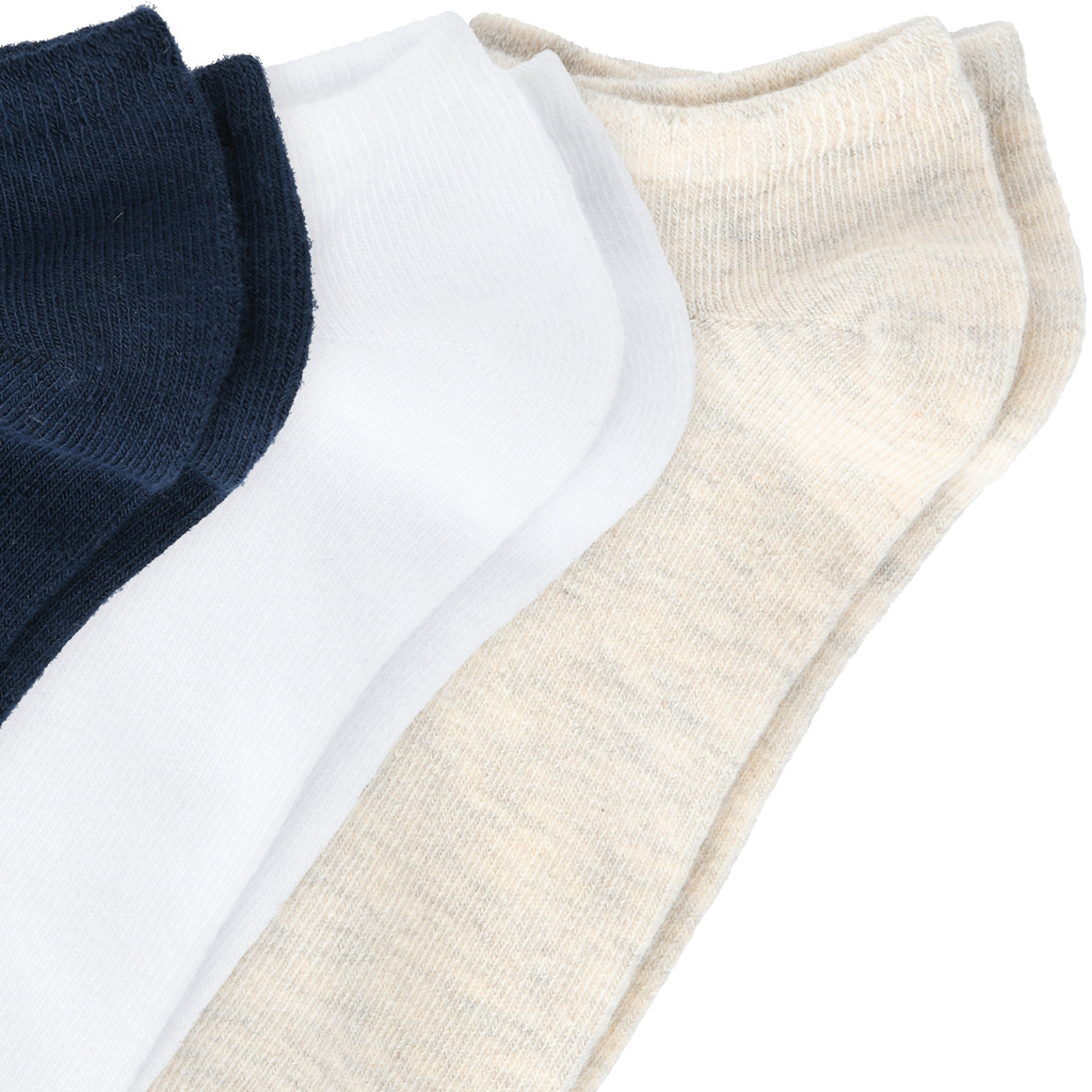 3 Paar Jungen Sneaker-Socken  in Unifarben dunkelblau / weiss / creme