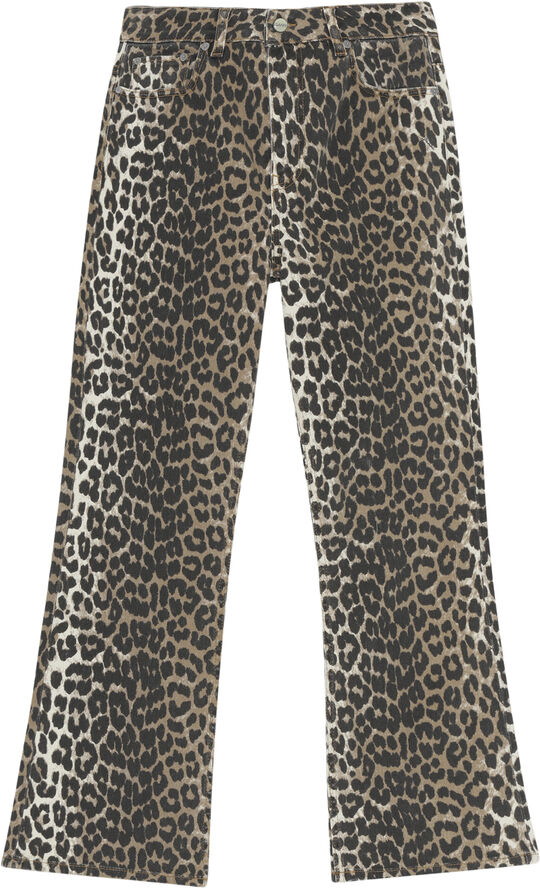 Ganni Print Denim Betzy Cropped Leopard
