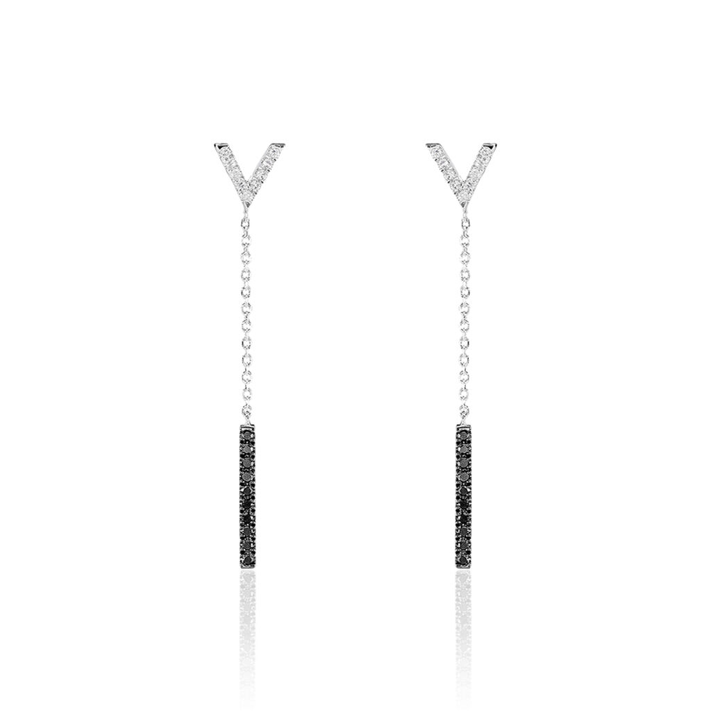 Boucles D'oreilles Pendantes Rachel Or Blanc Diamant