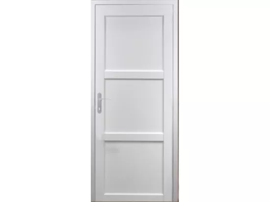 Bloc Porte Korya Blanc 3 Panneaux H204 X L83 Poussant Droite Côtes Tableau +poignée Gd Menuiseries