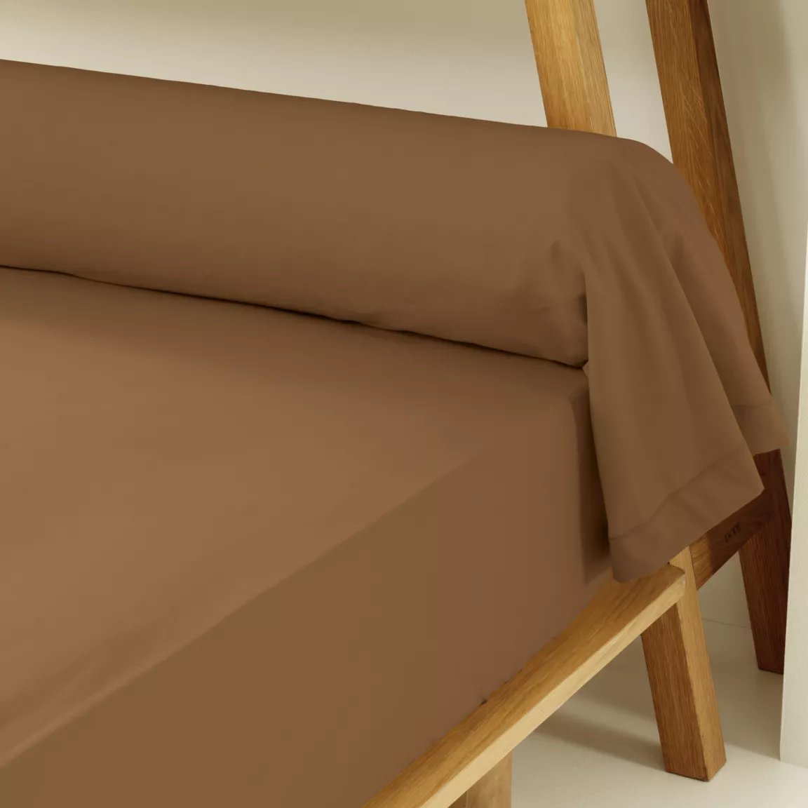 Taie de traversin percale de coton (L185 cm) Cali Cappuccino