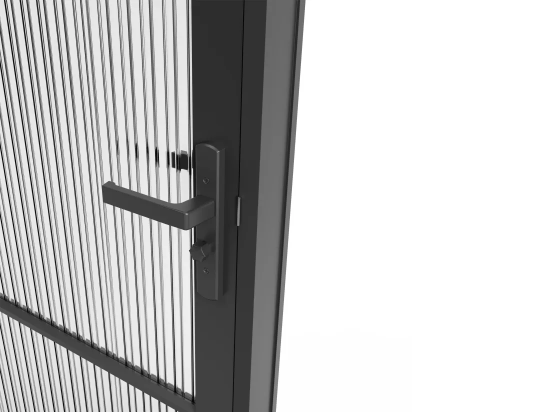 Bloc porte réversible en aluminium et verre texturé - H204 x L93 cm - Noir - MASERU
