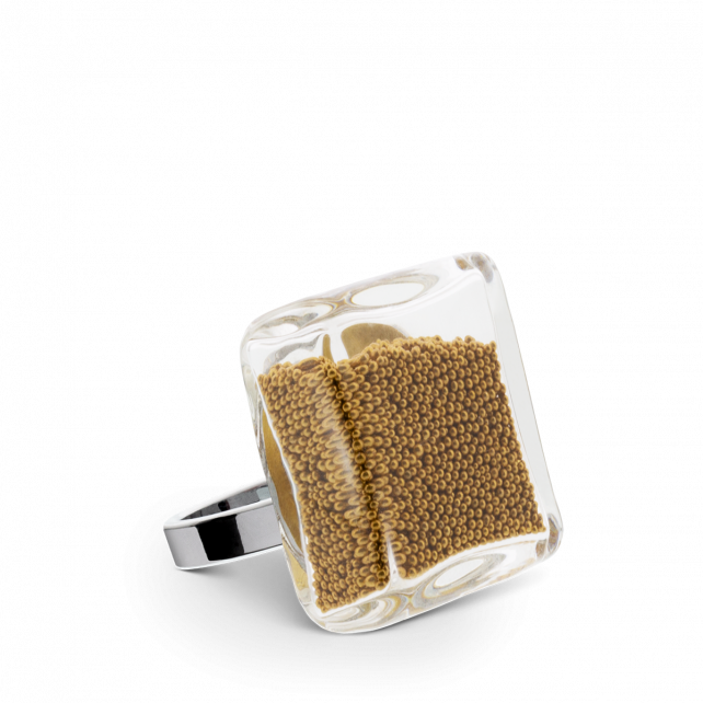 Bague en verre soufflée - Carré Mini Billes