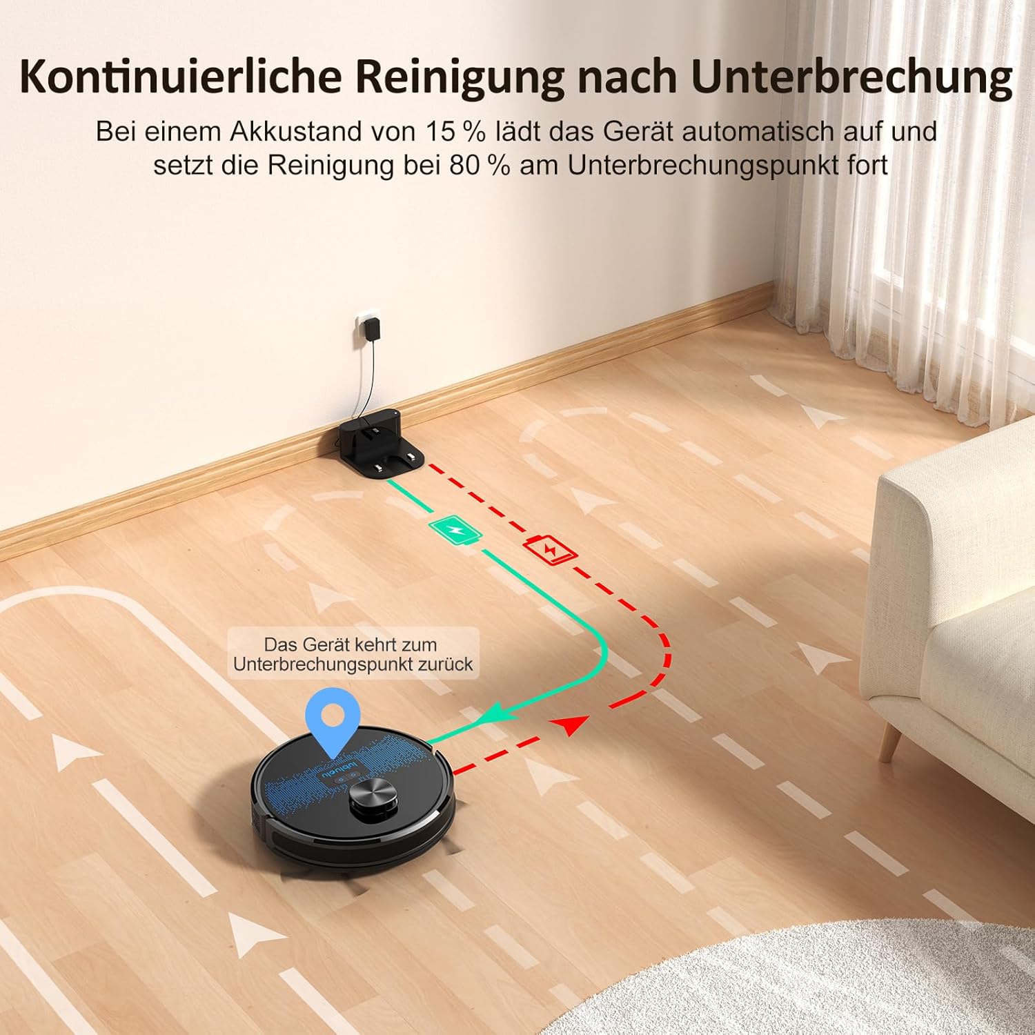 Lubluelu Saugroboter mit Wischfunktion 3-1, 4500Pa Staubsauger Roboter Lasernavigation mit 5 Karten, 55 dB Roboterstaubsauger mit APP, Saug und Wischroboter für Tierhaare, Teppiche, Hartböden, (SL60D)