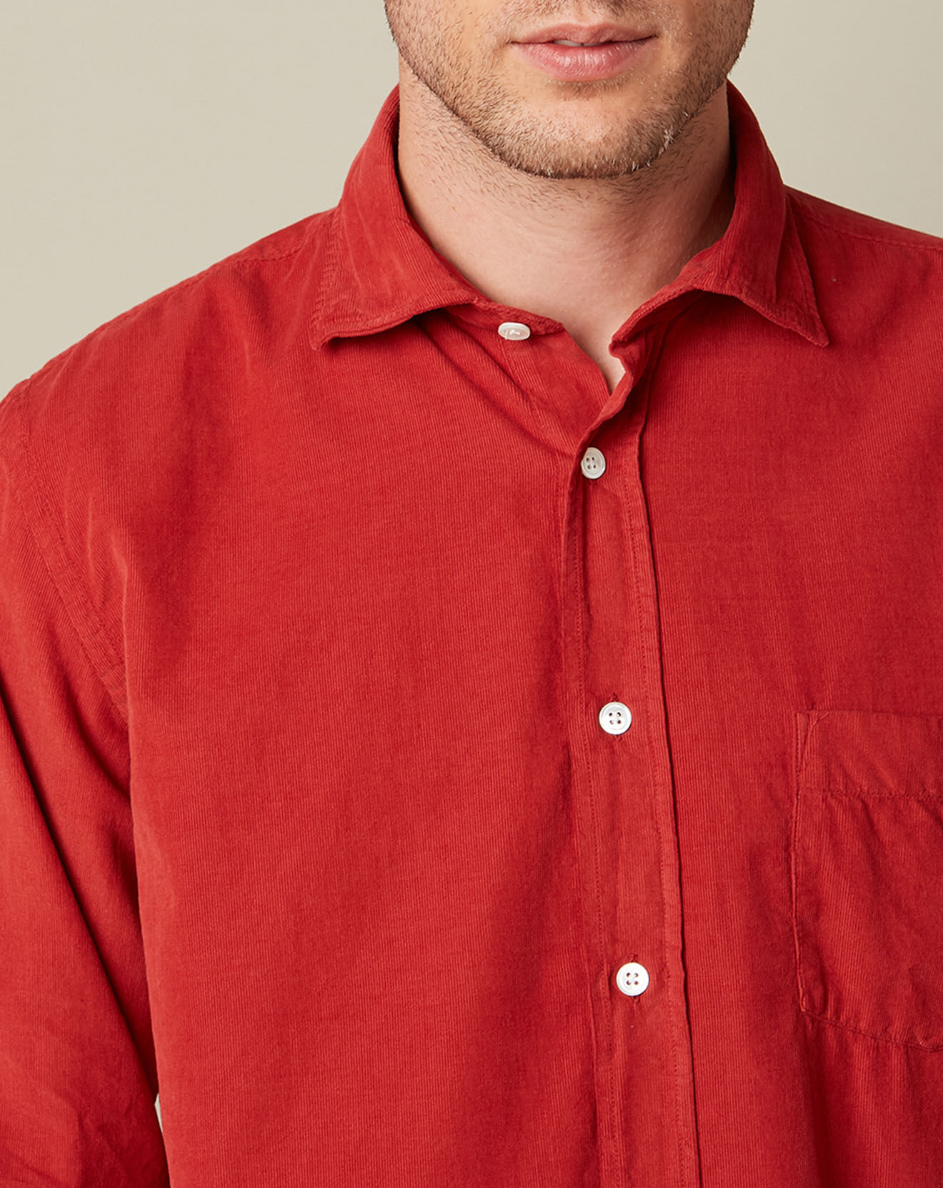 Hartford Chemise Regular en velours côtelé Paul Pat rouge