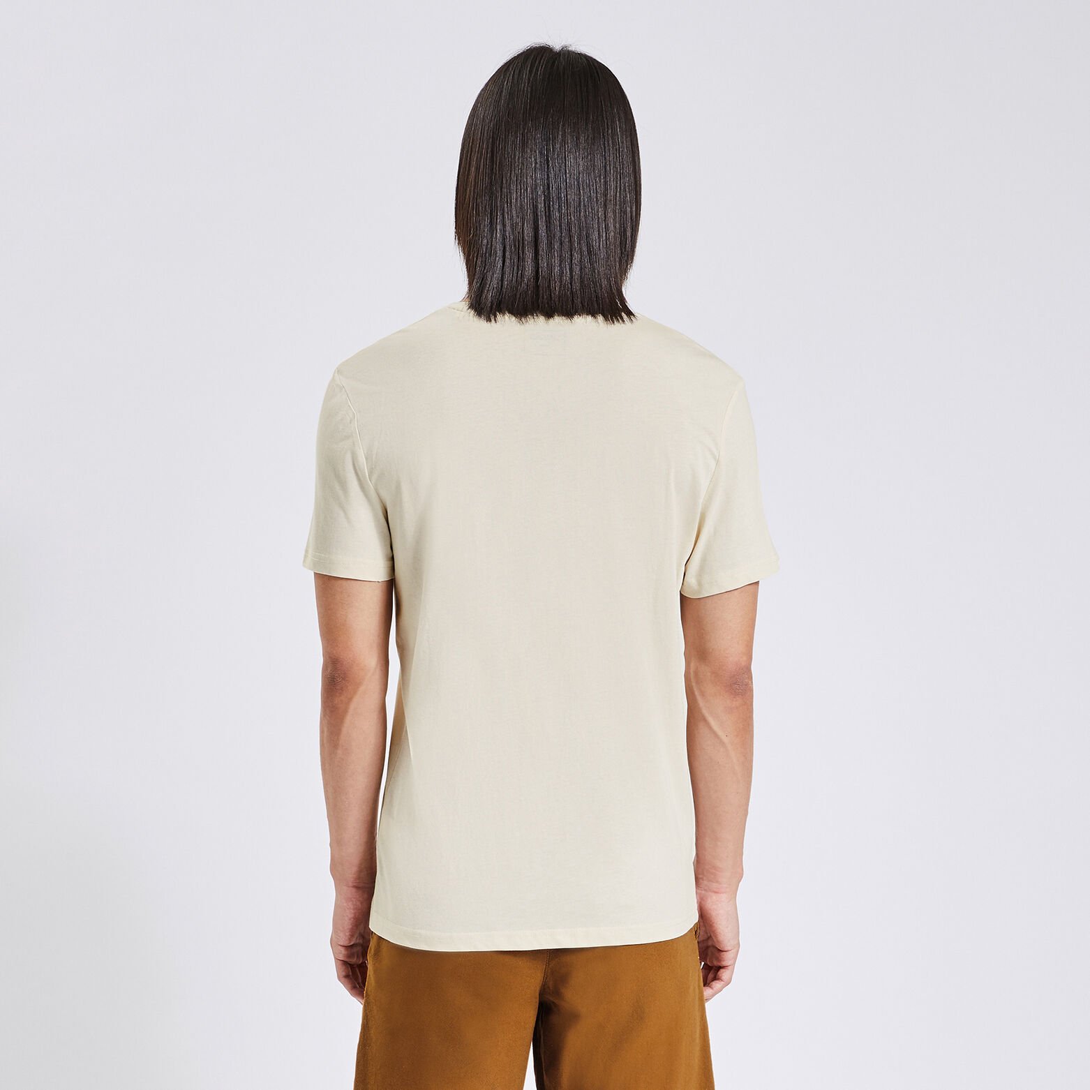 Tee shirt basique col V coton issu de l'agri biolo Ecru
