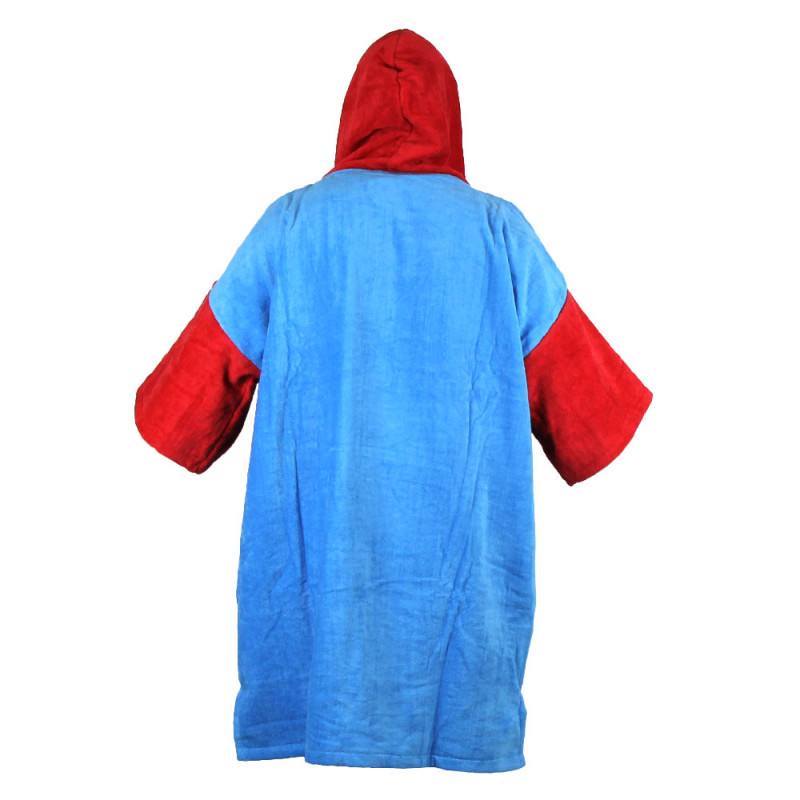 Poncho en velours Howzit rouge/bleu