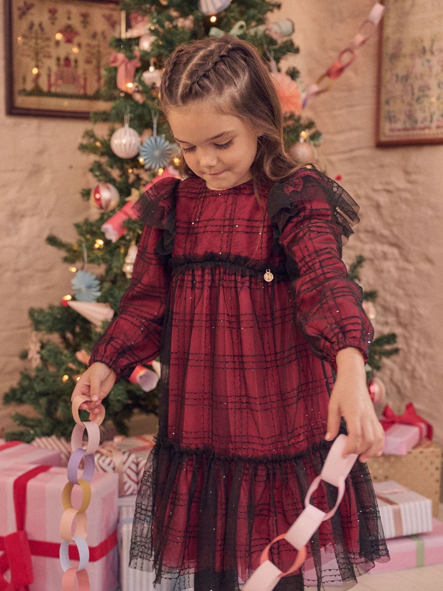Angel & Rocket Tia Sequin Tartan Mesh Dress