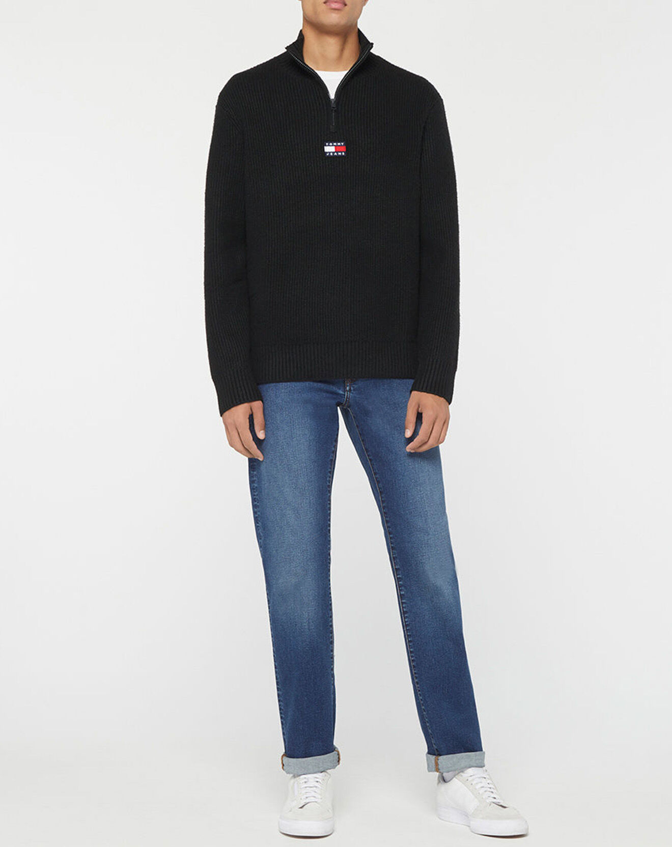 Tommy Jeans Pull col camionneur Badge noir