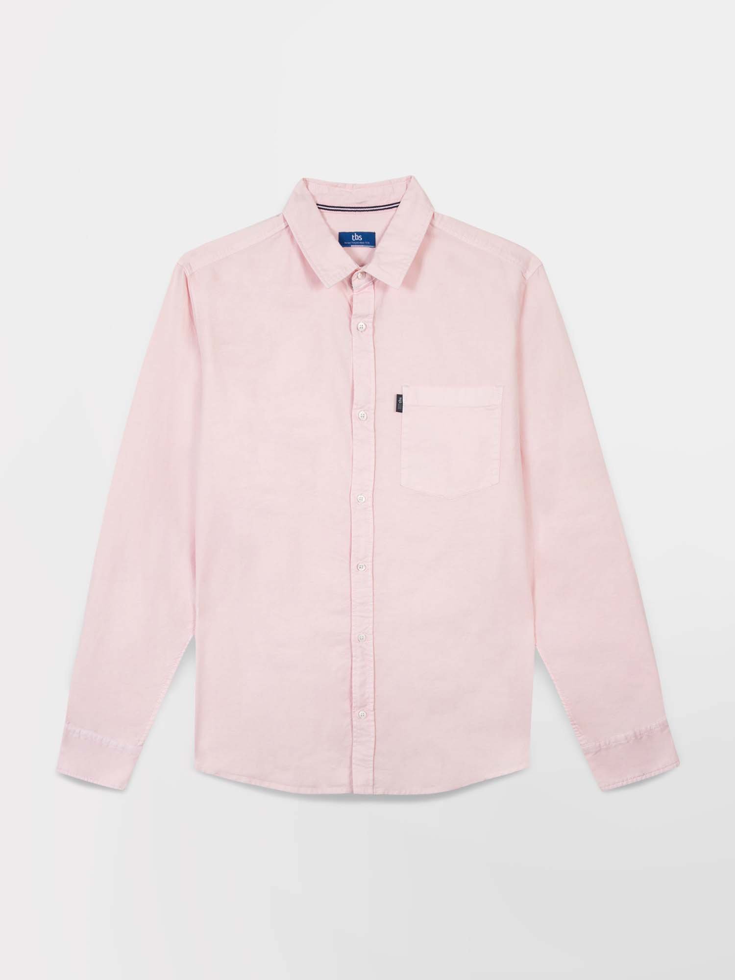 Chemise Homme Manches Longues Coton Rose Clair