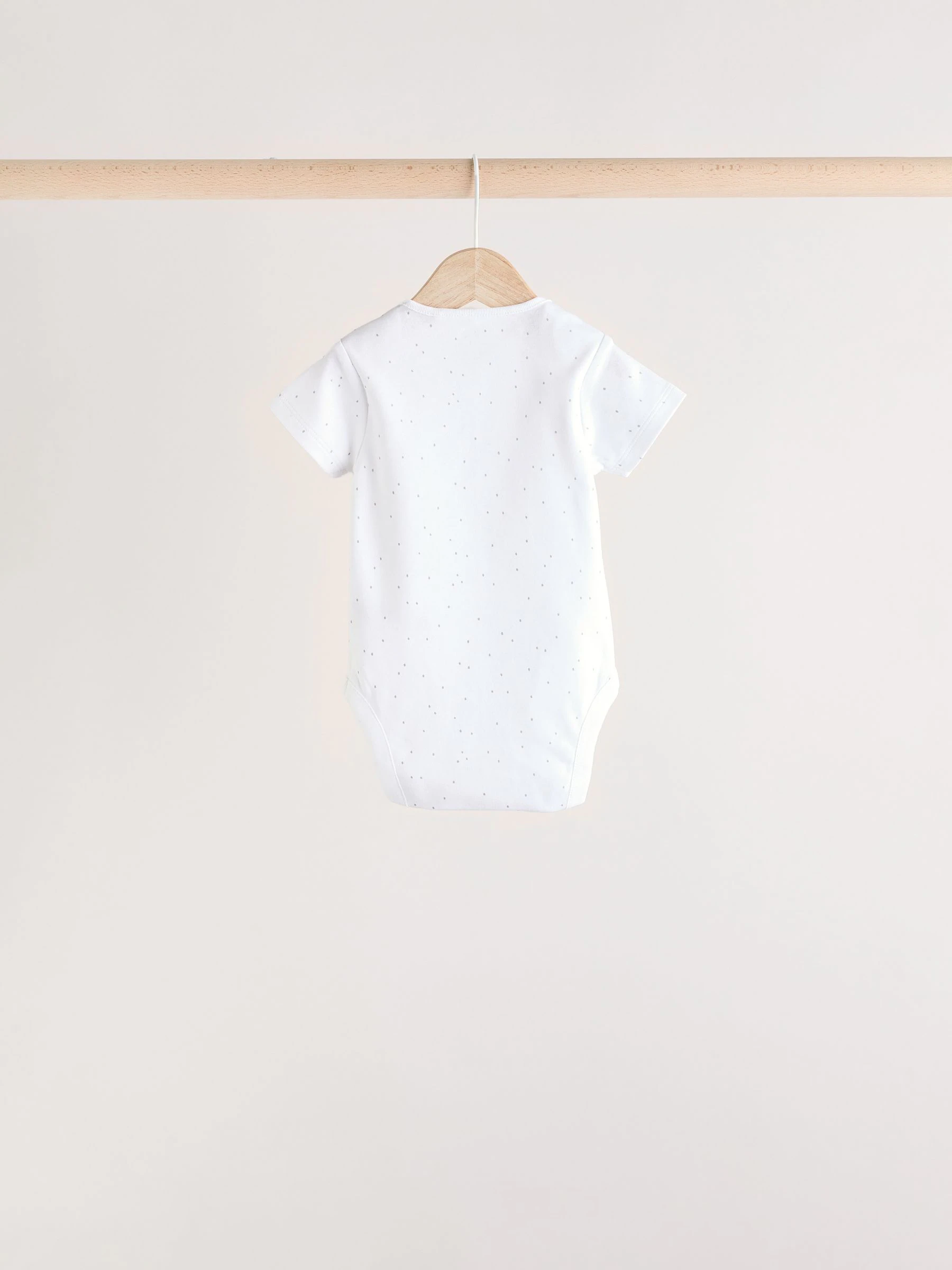 Wit - Babyrompers met korte mouwen en dierenprint 5 stuks