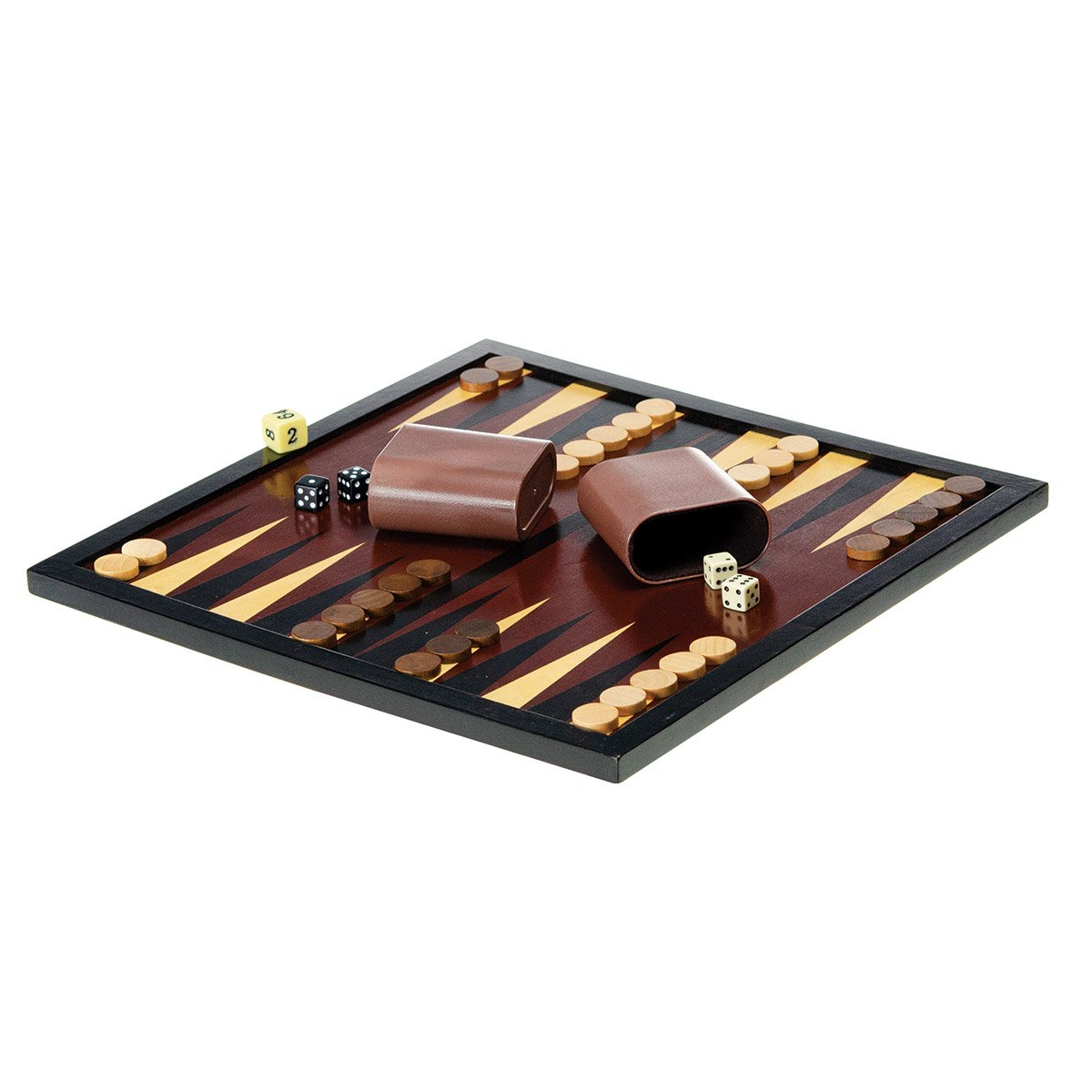 Coffret en bois échecs et backgammon