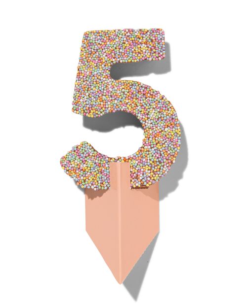 chiffre de fête 5 en chocolat avec perles multicolores