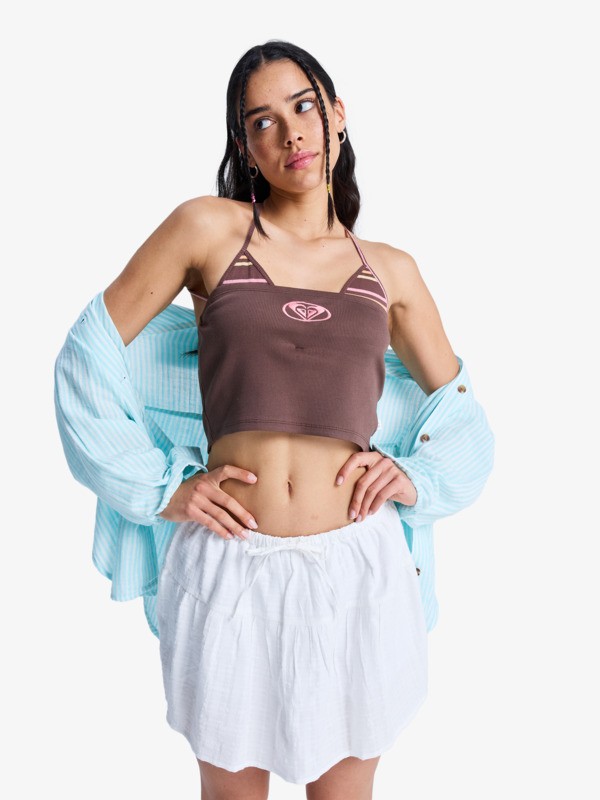 Sunset Drive Halter Haut dos nu Marron Femme