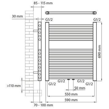 Haceka designradiator Gobi roest structuur 368 Watt 69x59 cm