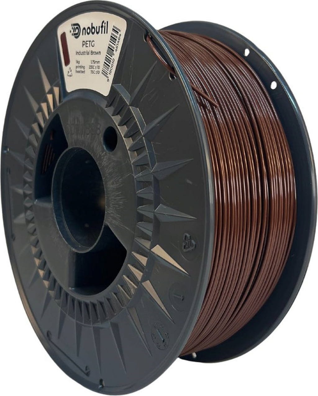 Nobufil  PETG Industrial Brown, 1,75 mm / 1000 g    Leicht zu druckendes PETG Filament aus recyceltem Kunststoffabfall in Industrial Brown