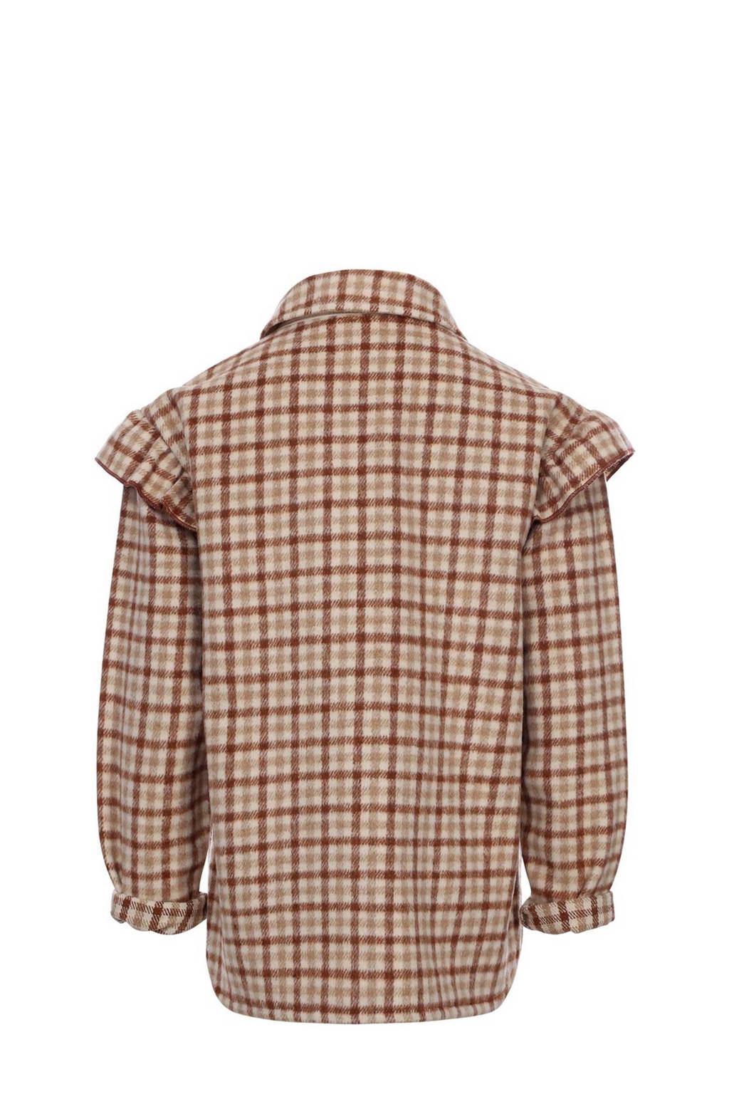 LOOXS geruite fleece shacket tussenjas lichtbruin/bruin