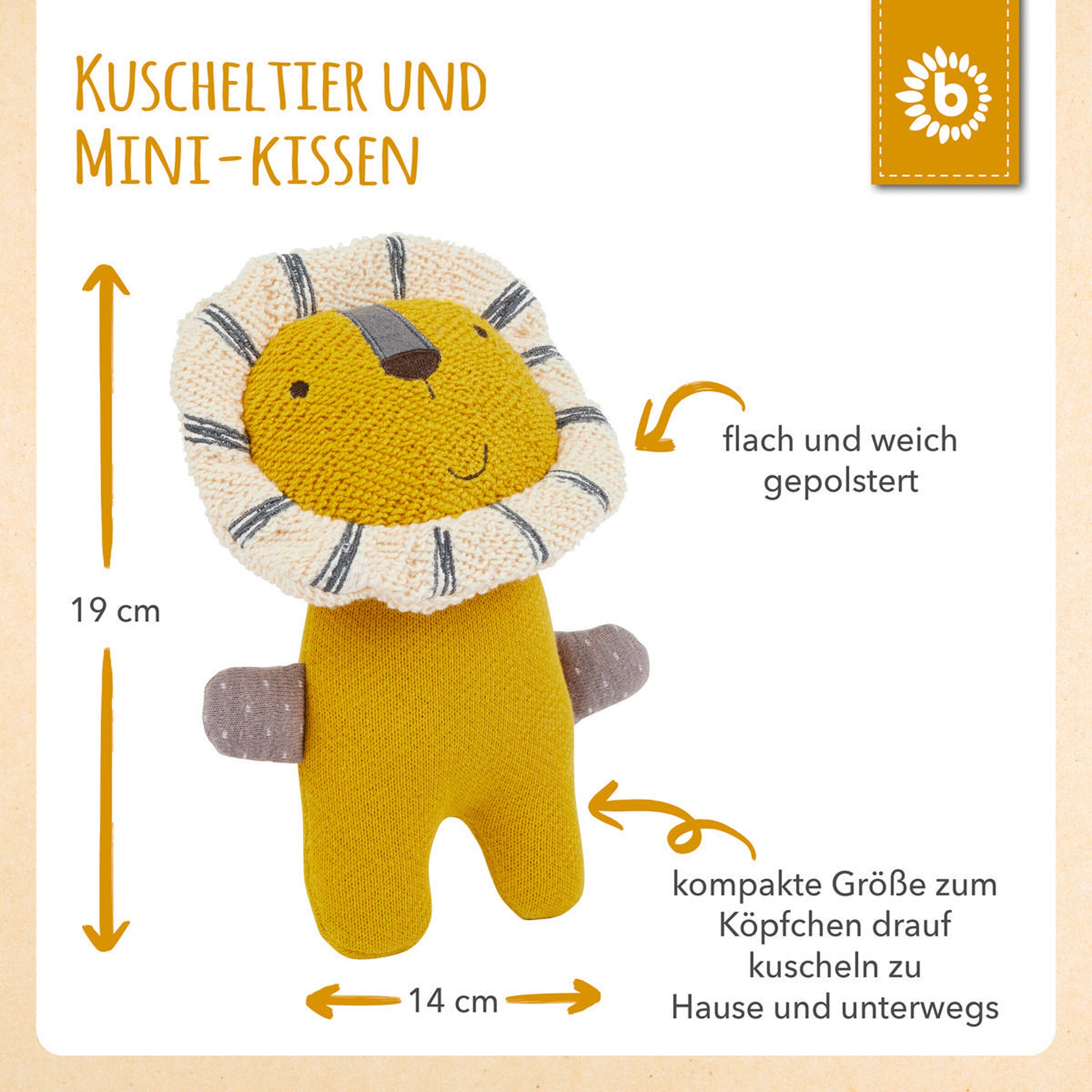 Bieco Kuscheltier Gehäkelt Löwe - ab Geburt Gelb
