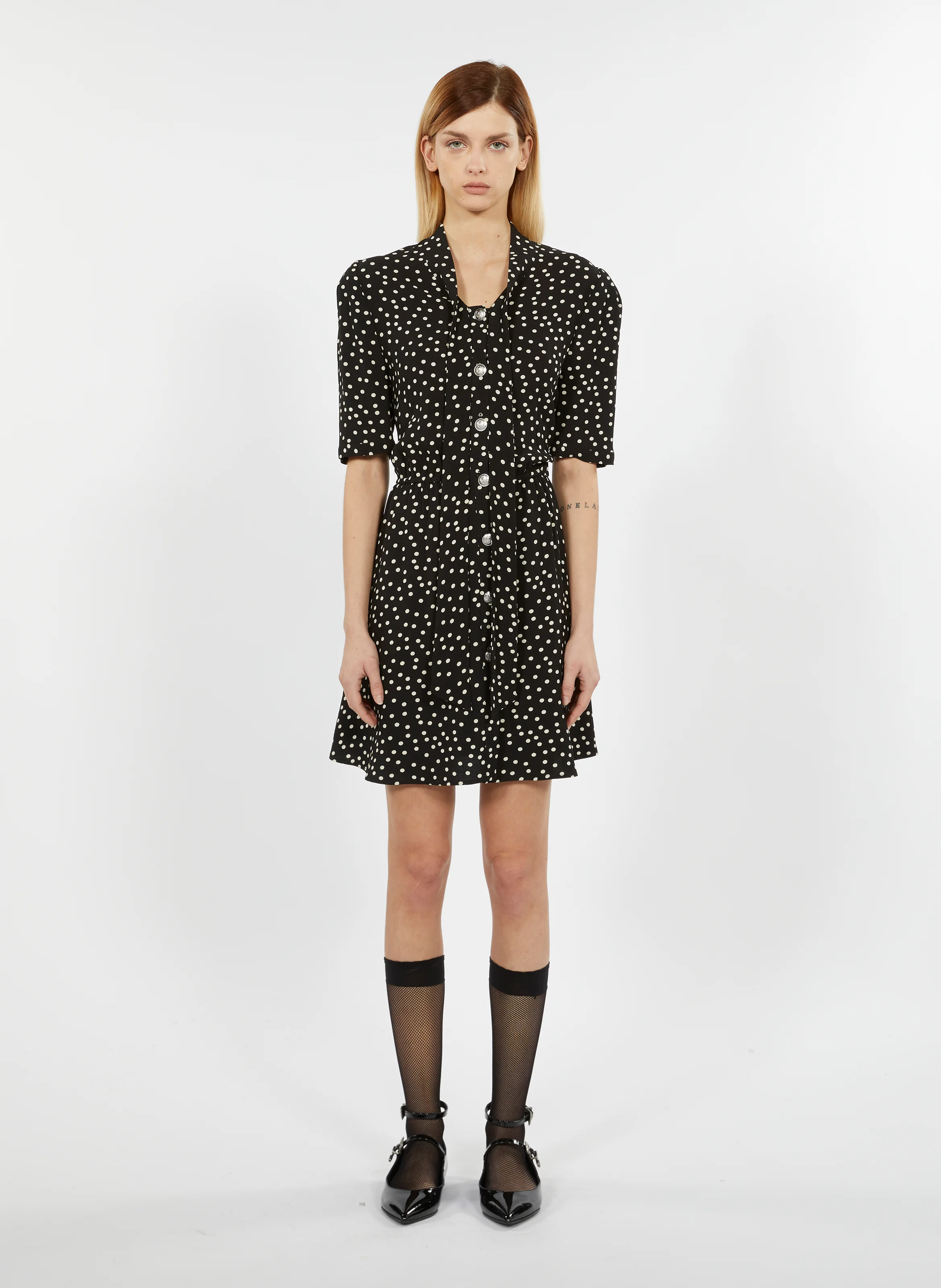 Robe courte à pois | Noir