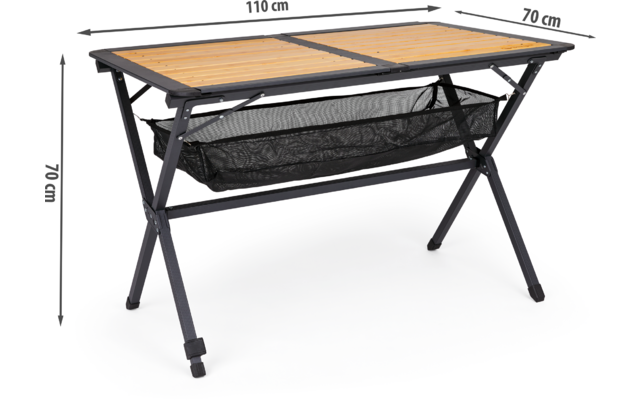 Berger Royal Alu-Bambus Rolltisch schwarz 110 x 70 cm