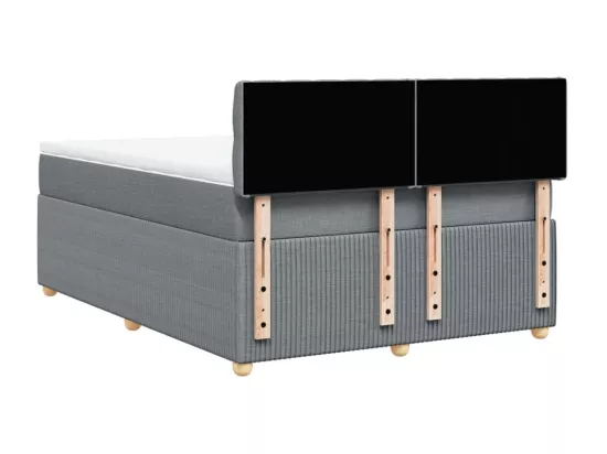 Sommier à lattes de lit avec matelas Gris clair 160x200cm Tissu