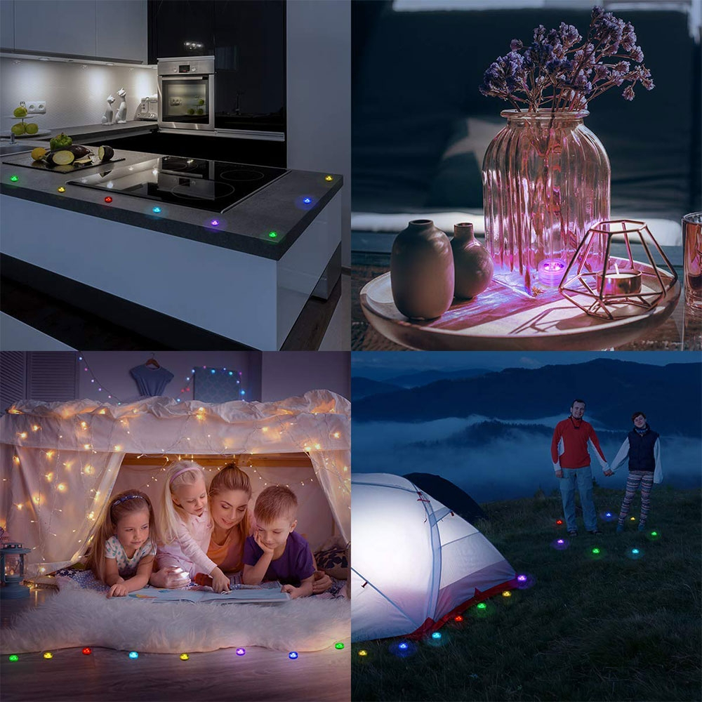 (10er Set) Wasserfeste LED Teelicht Deko Stimmungslampe Tauchlicht (IP67)   2 Fernbedienungen (Inkl. Batterien)