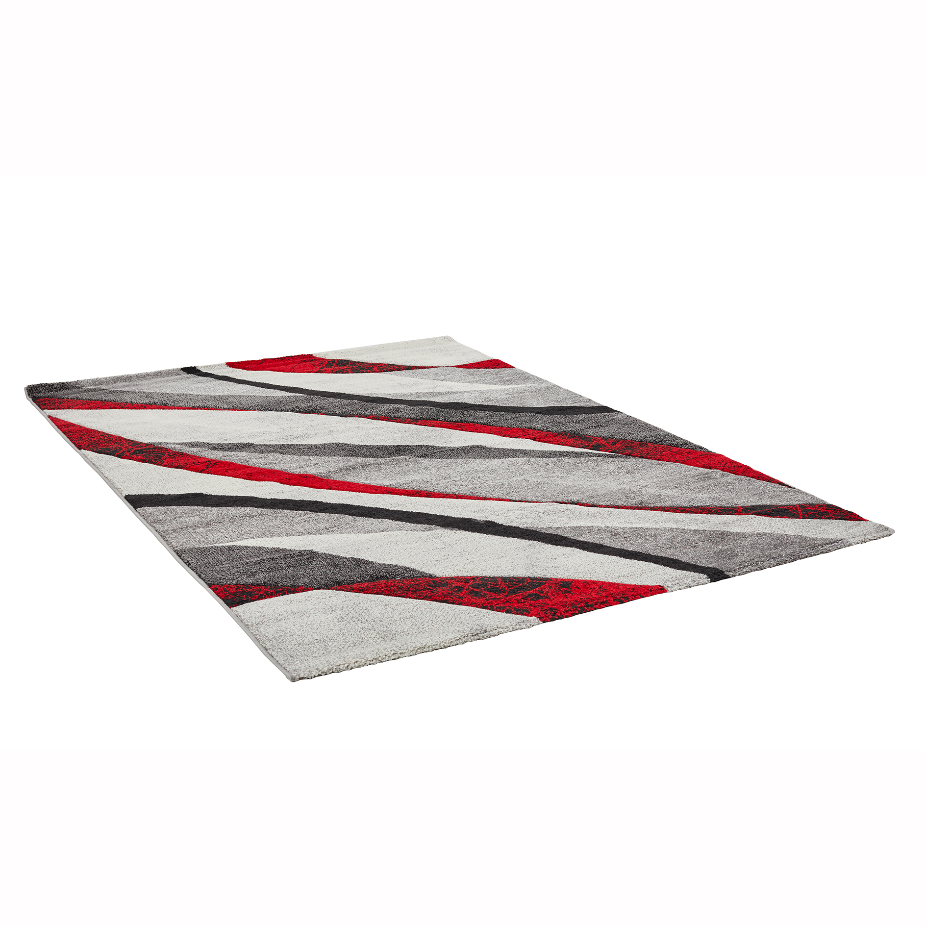 Frisee-Teppich - rot-grau - 80x150 cm