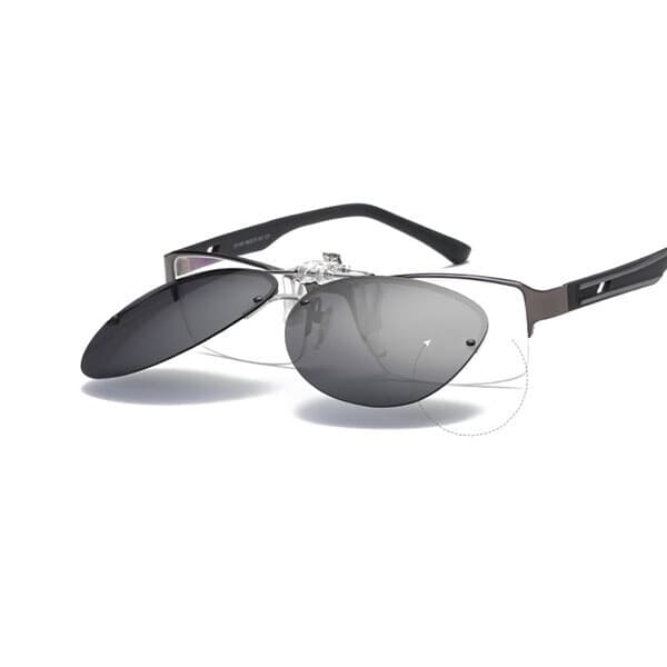 Clip-on-solbriller med UV400-beskyttelse og sort glas