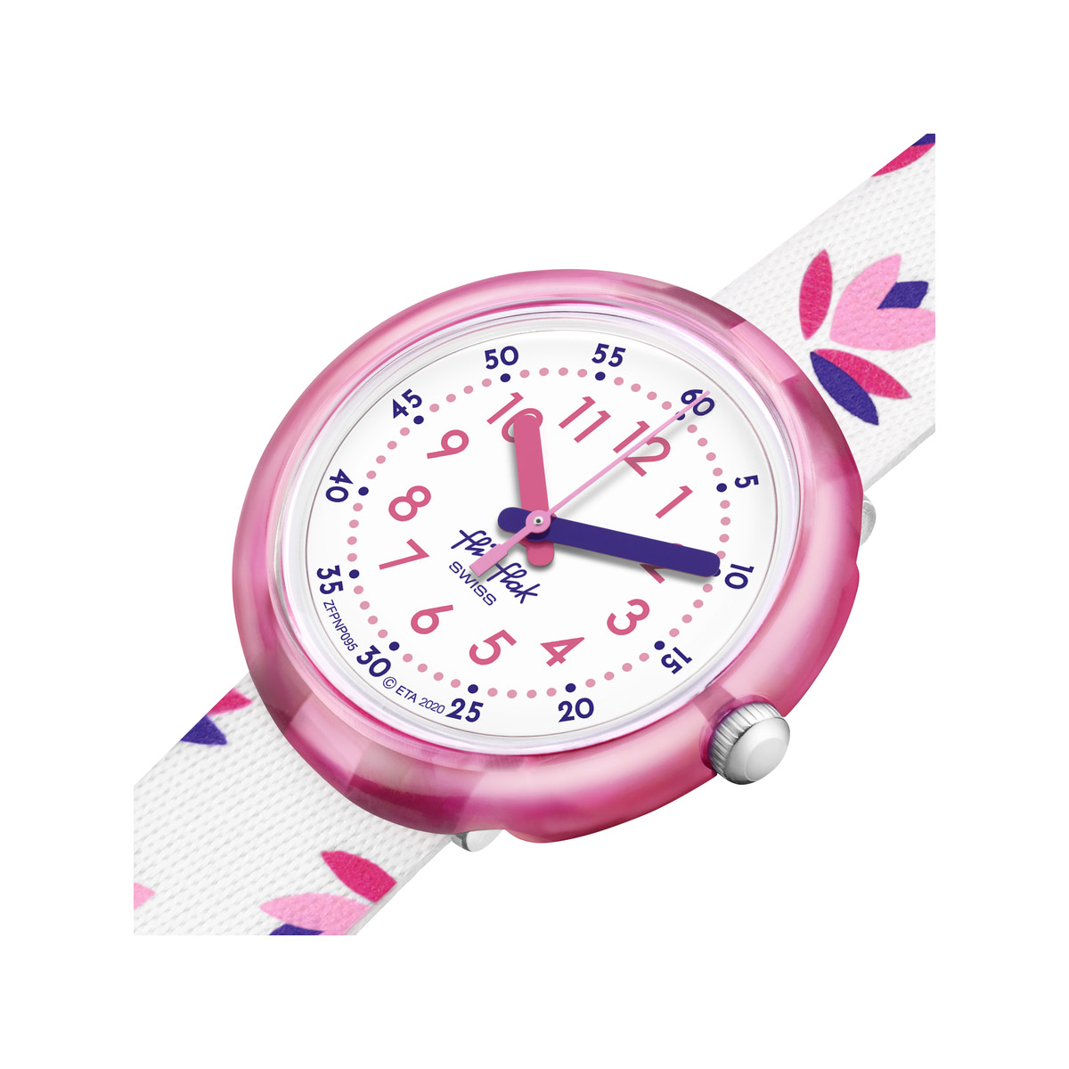 Montre FLIK FLAK Marinette & Adrien enfant plastique biosourcé bracelet PET recyclé blanc