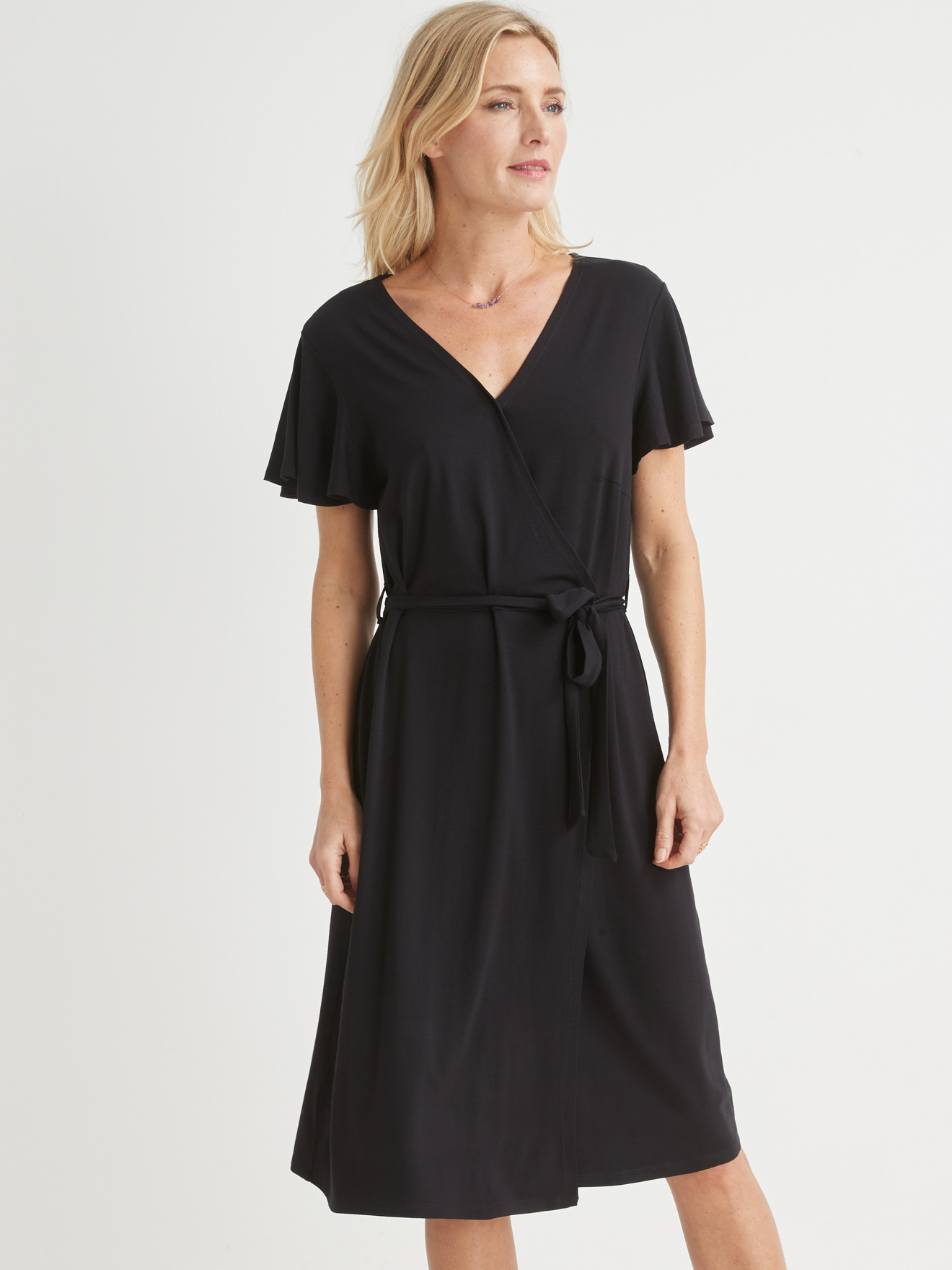 Robe maille extensible faux portefeuille