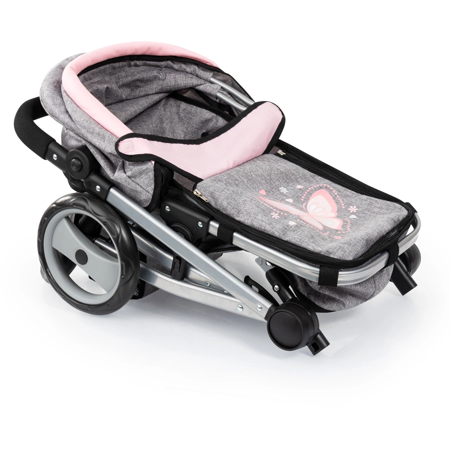bayer Design Kombi-Puppenwagen Mega Set GrauRosa