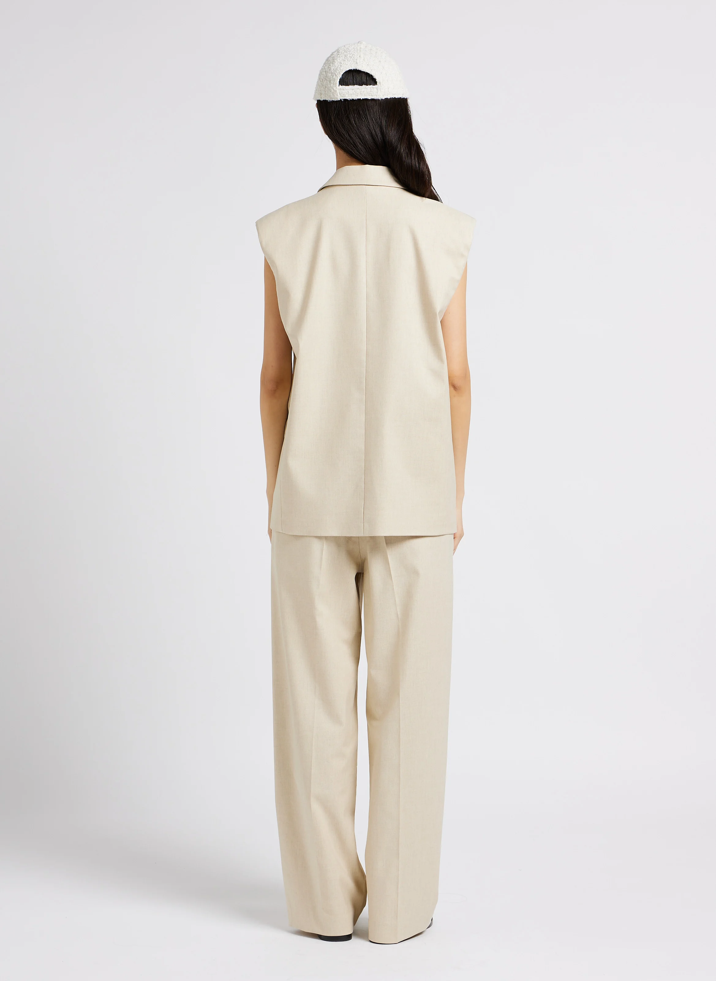 JONA - Pantalon large à pinces | Beige