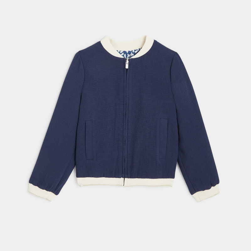 Blouson imprimé réversible bleu fille