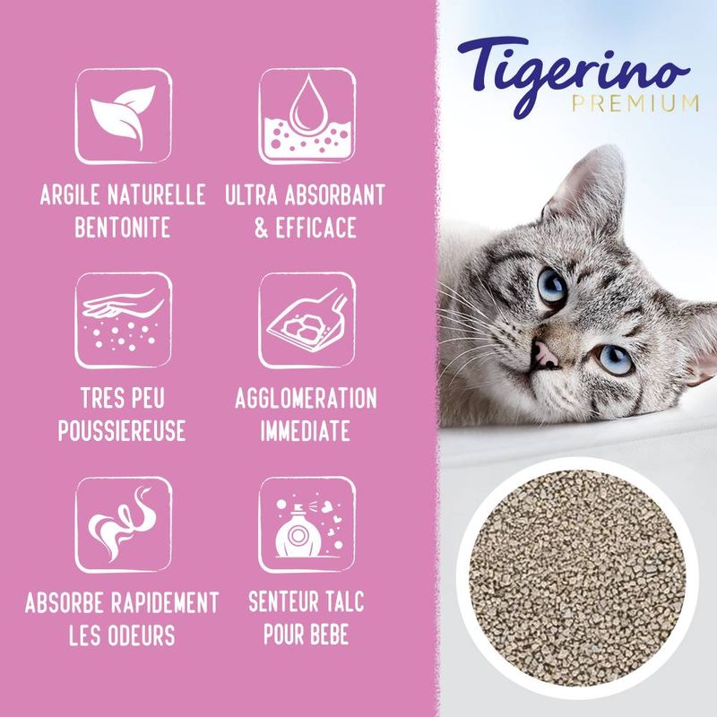 Litière Tigerino Canada Style, senteur talc bébé sur bitiba.fr