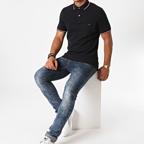 Polo Manches Courtes Core Tommy Tipped 3080 Bleu Marine