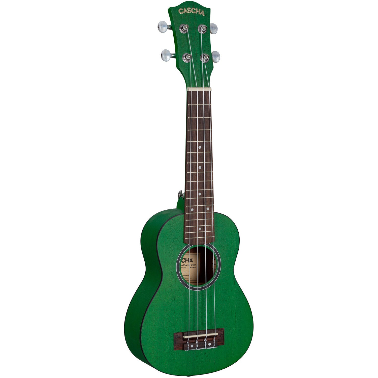 Cascha HH 2265L Premium Mahogany linkshandige sopraan ukelele set groen