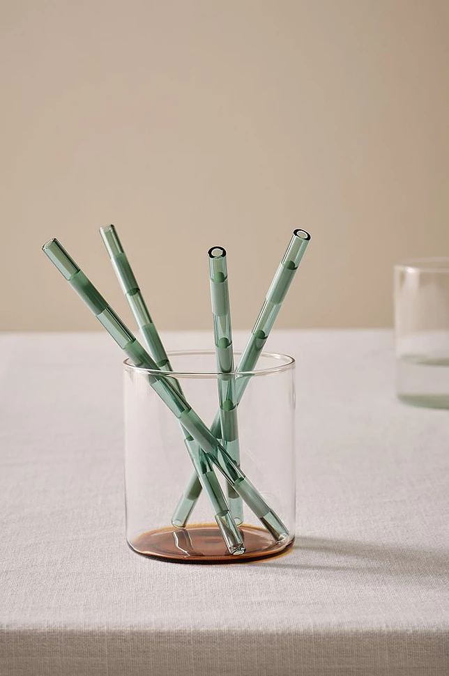 POPPY sugerør i glass 4-pakning