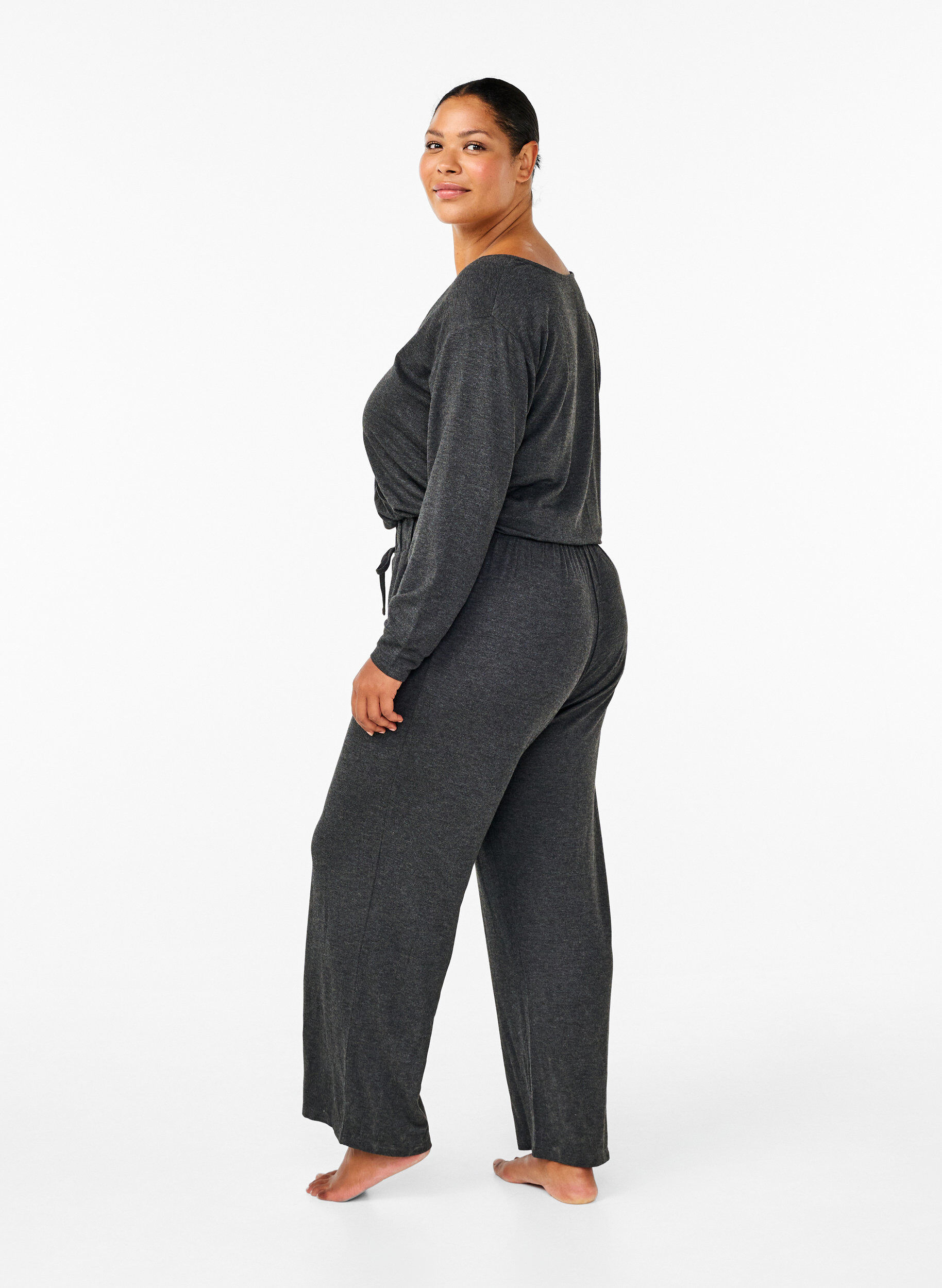Jumpsuit med wrap og bindebånd