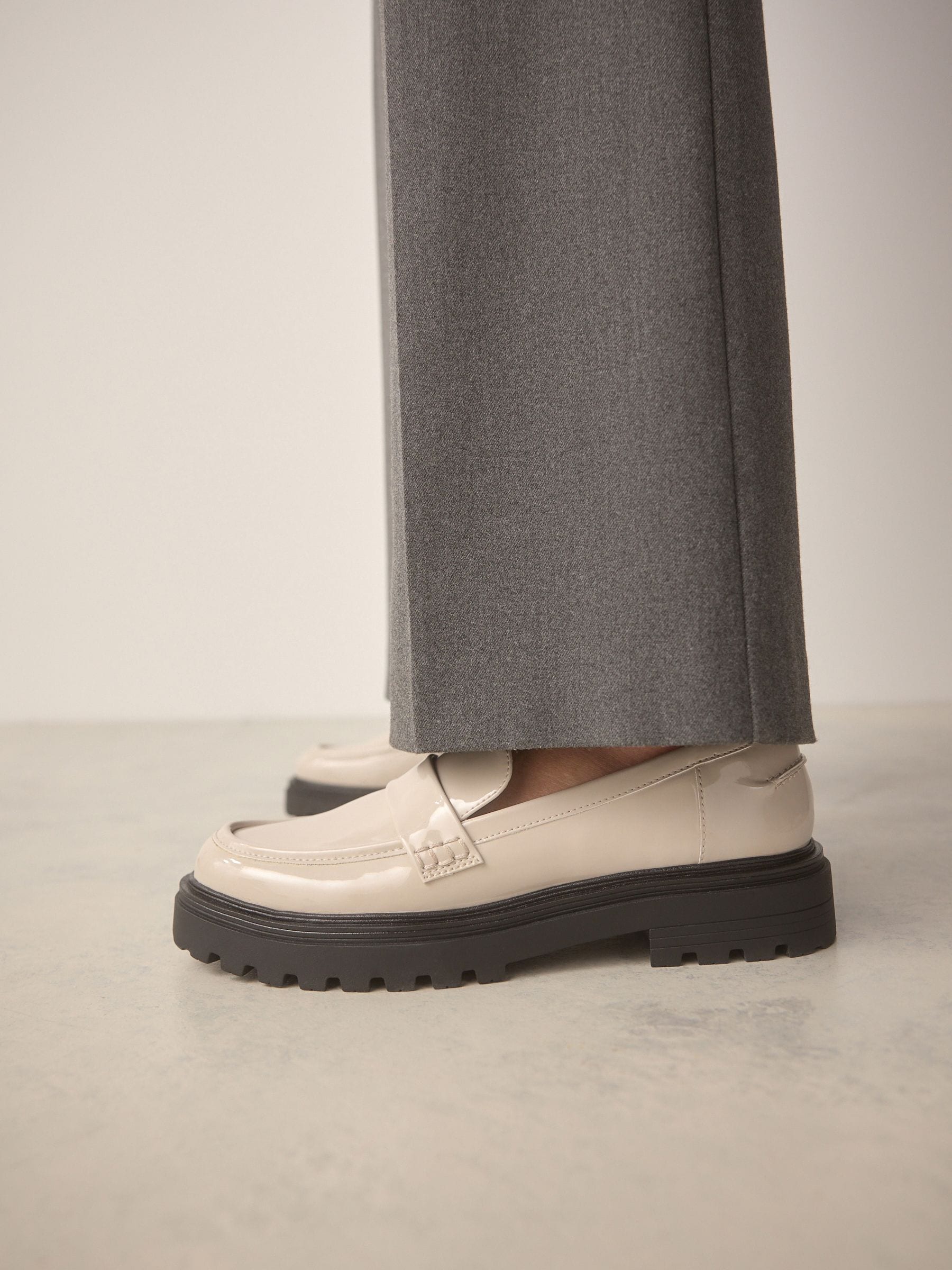 Gebroken wit - Loafers met dikke zool
