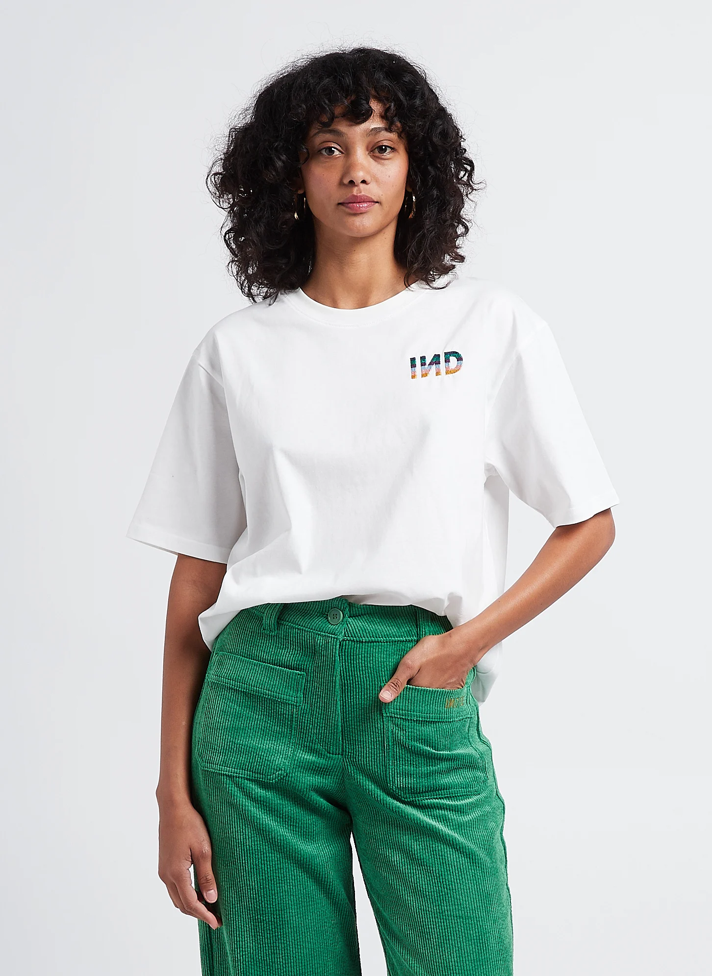 OTIS - Tee-shirt col rond brodé en coton | Blanc