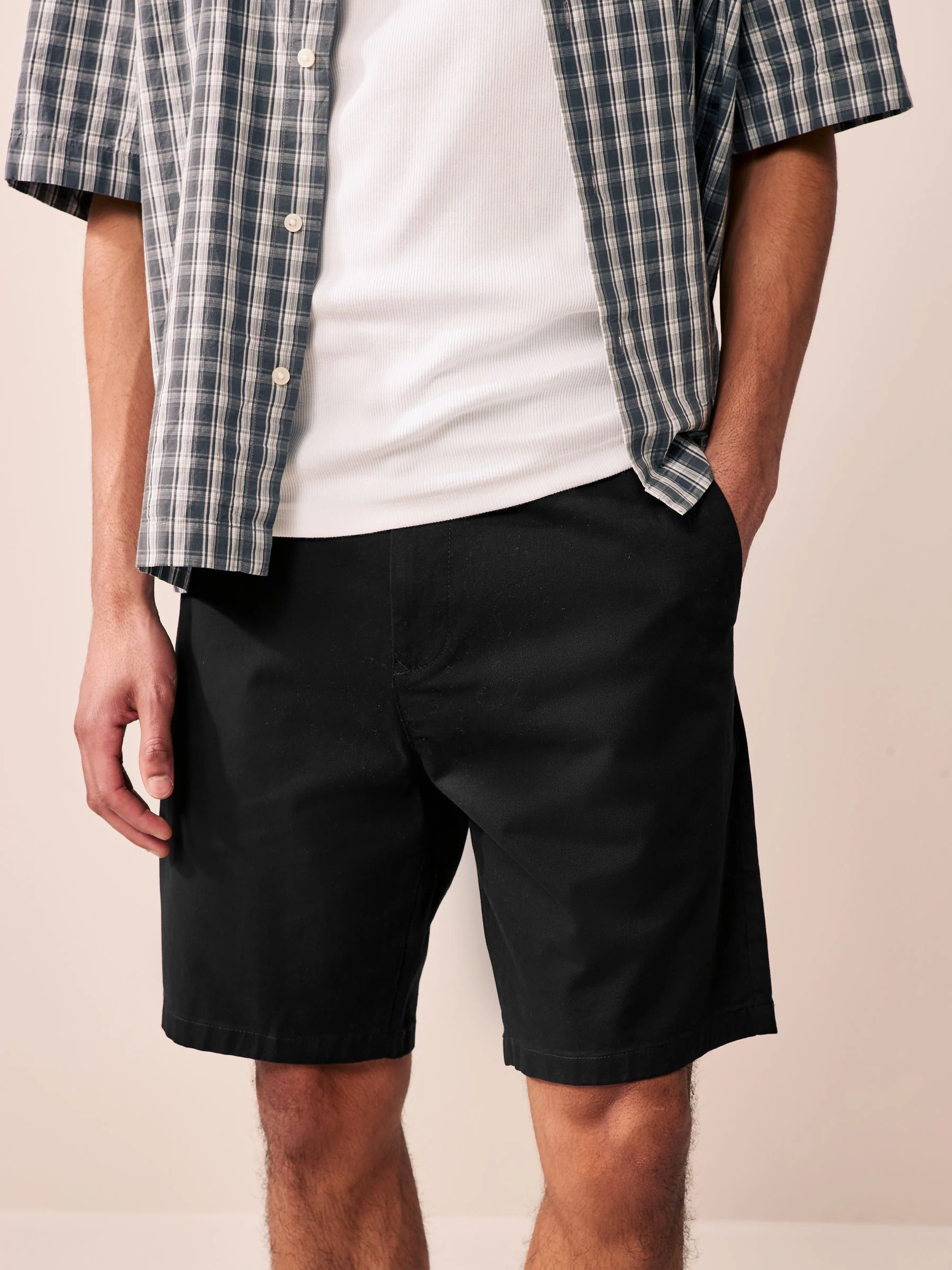 Zwart/marineblauw/antraciet - Straight fit - Set van 3 chinoshorts met stretch
