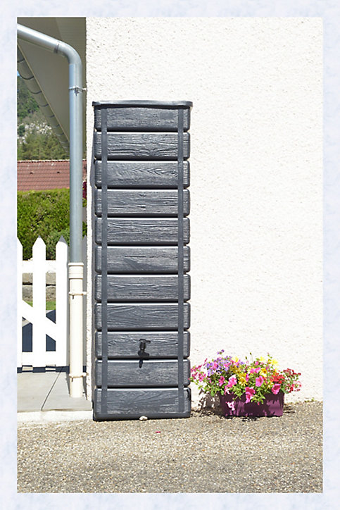 Récupérateur d'eau mural Belli Wood imitation bois gris 300L
