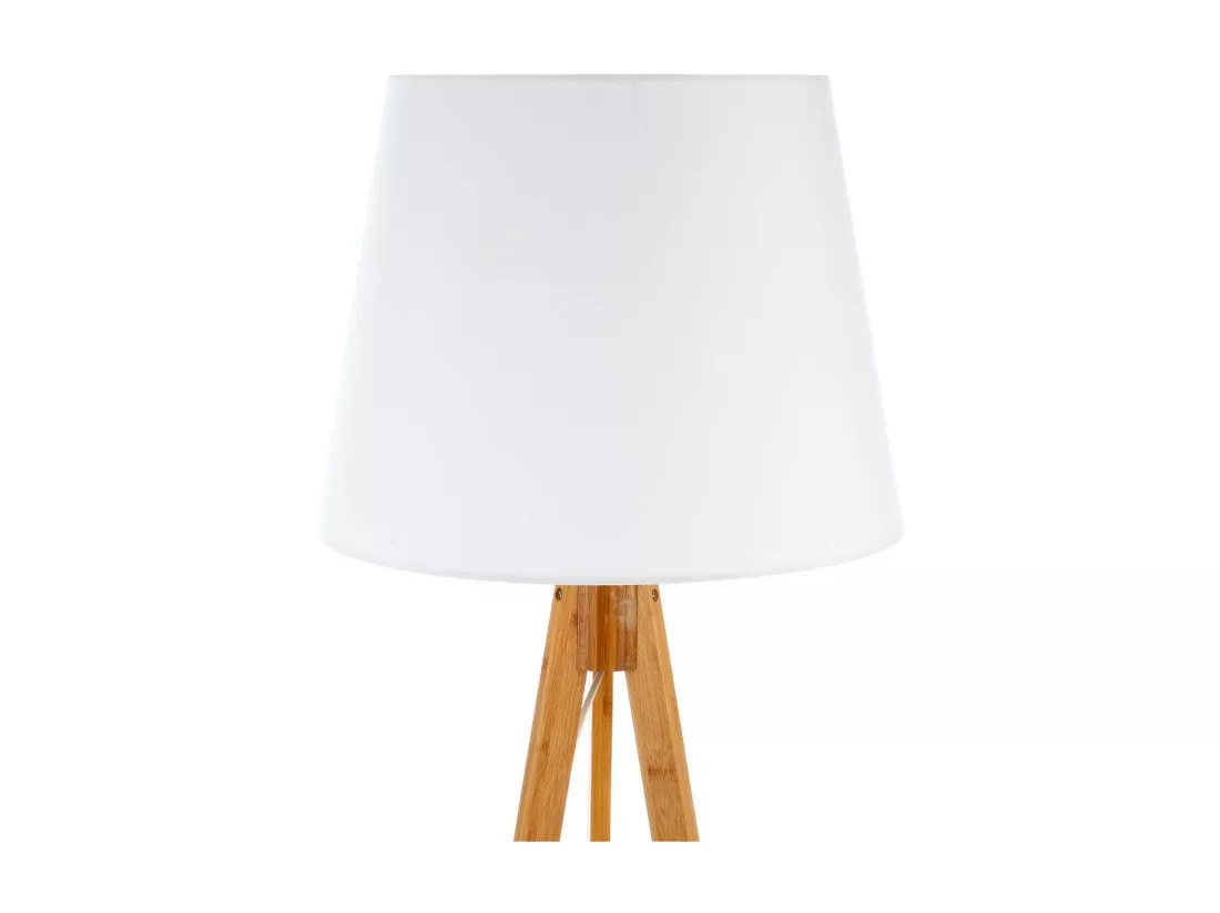 Lampadaire Trépied en Bambou et Abat-jour Blanc H 160 cm