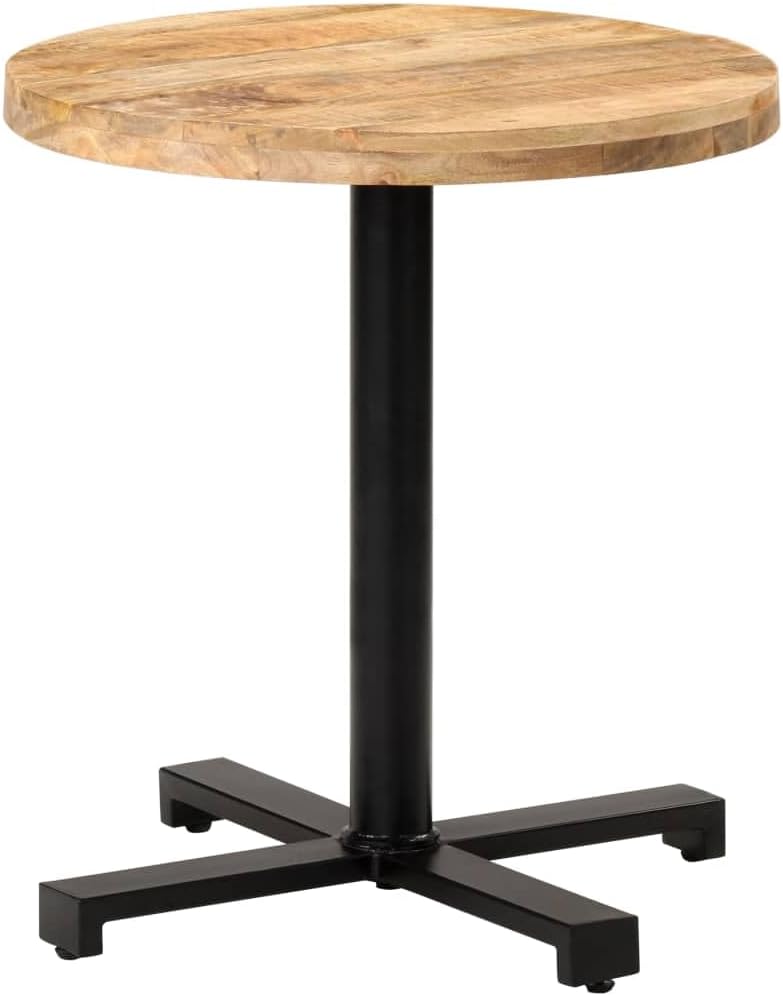 Bistrotisch Rund Ø70x75 cm Raues Mangoholz Bartisch, Bistrotisch Bartheke für Hausbar, Wohnzimmer und Esszimme