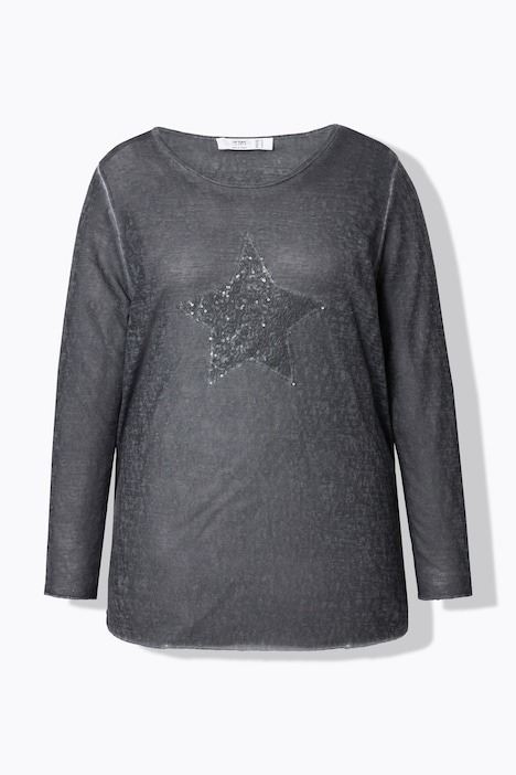 T-Shirt, Basic Fit, Pailletten-Stern, Langarm