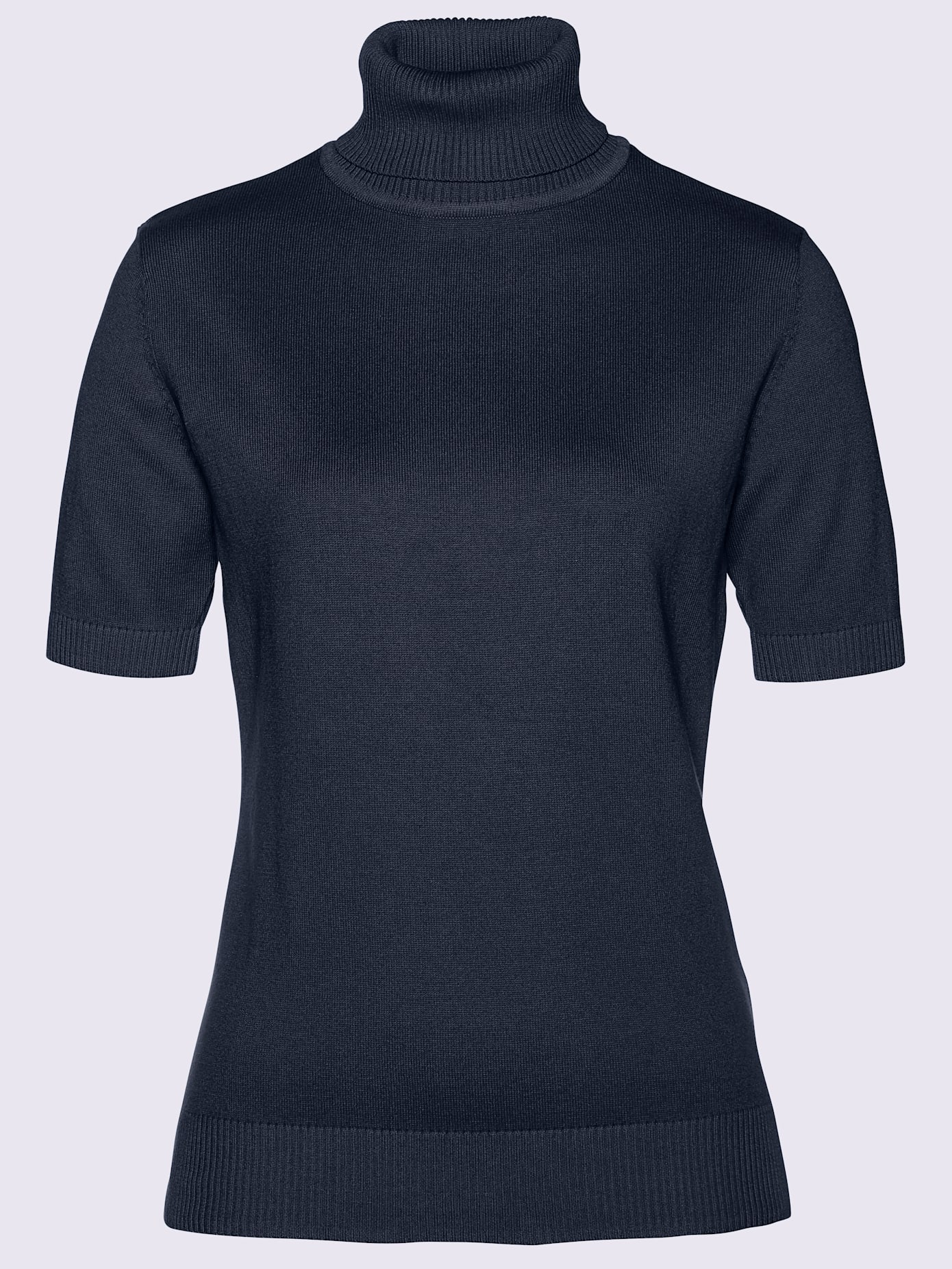 Pull femme coupe classique col roulé manches courtes